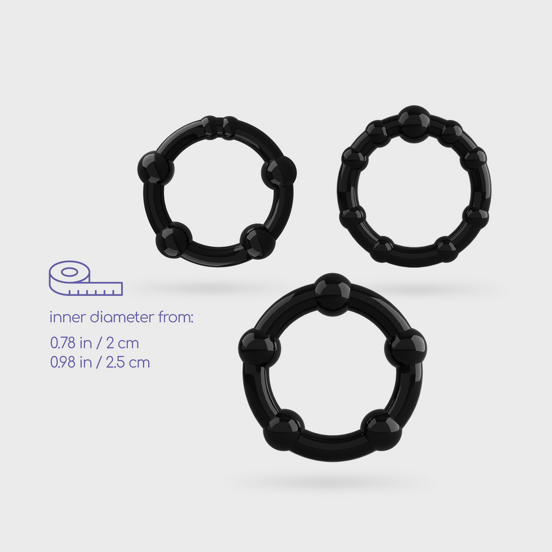 Triple Bead - Cockring Set - Zwart