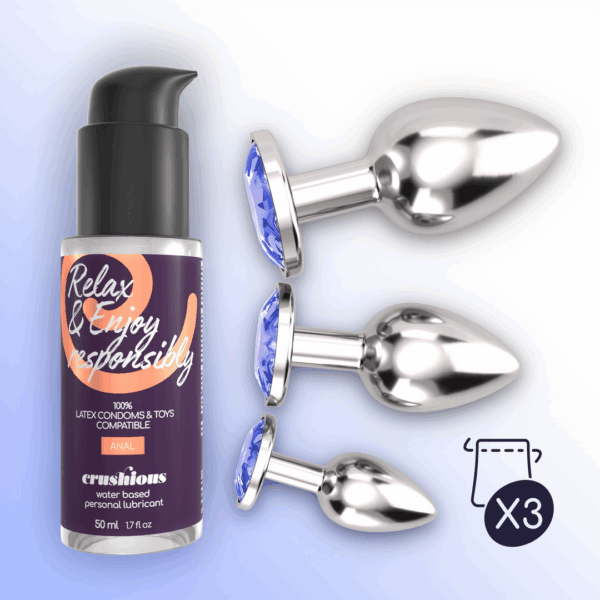 Bijou - Anal Wet Train Trio - 3 Jewel Plugs - Blauw