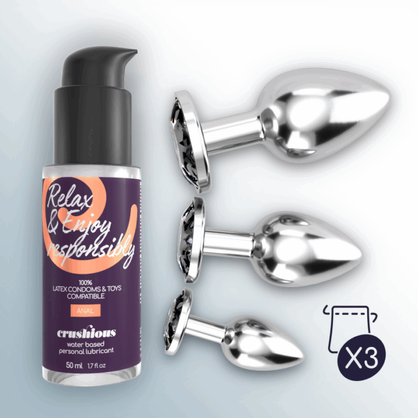 Bijou - Anal Wet Train Trio - 3 Jewel Plugs - Zwart