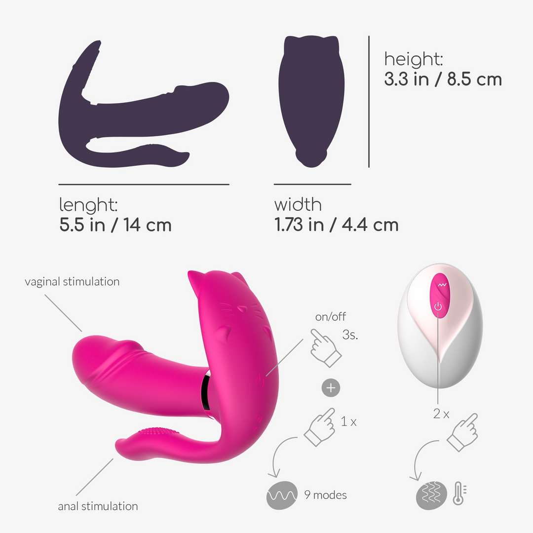 Fritz - Verwarmbare Draagbare Vibrator met Afstandsbediening - Roze