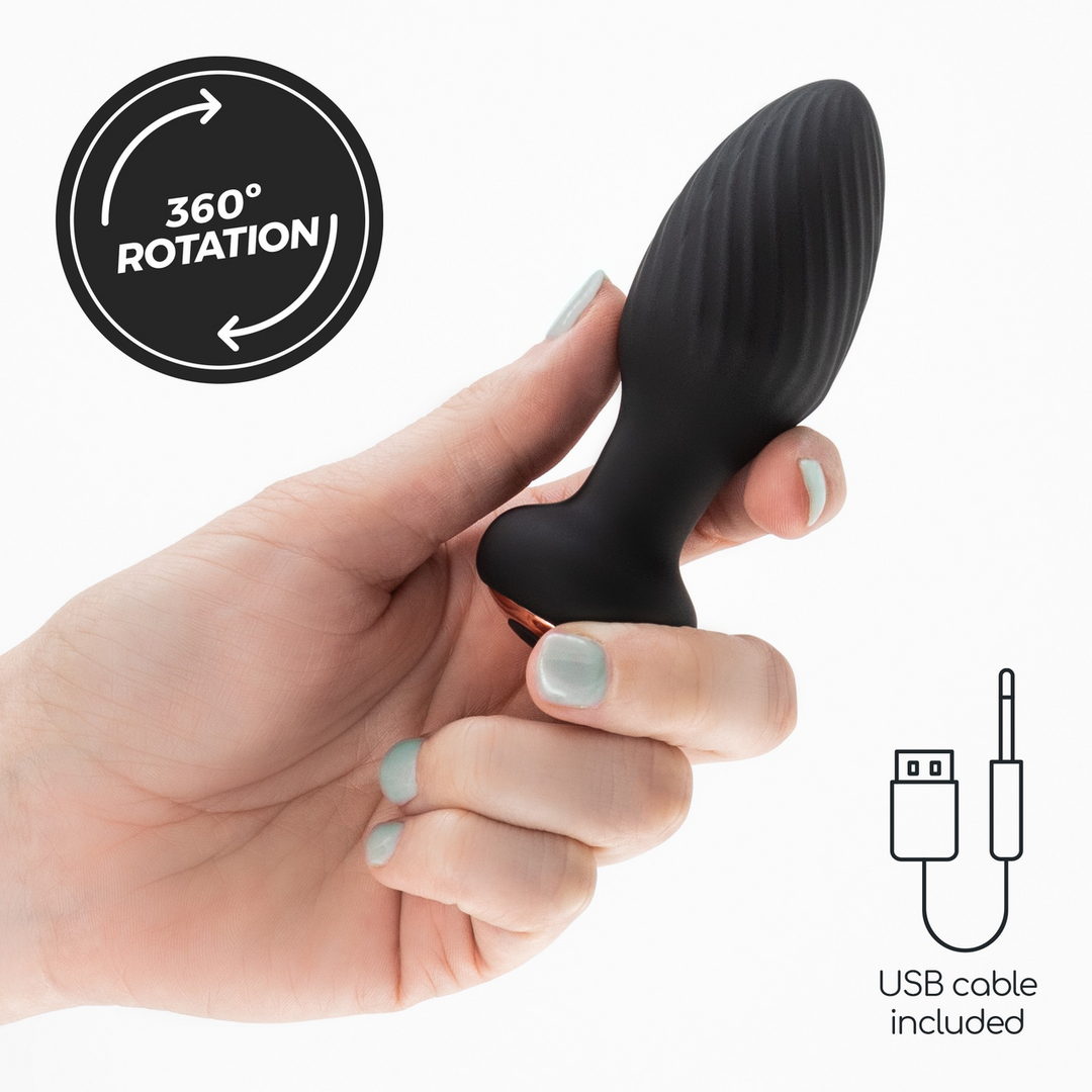 Twister - Draaibare Anale Plug met Afstandsbediening - Zwart