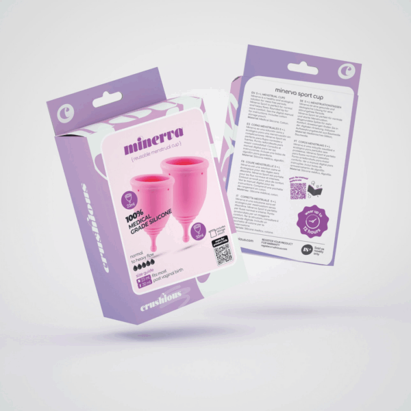 Minerva - Menstruatiecups met Zak - S en L - Roze