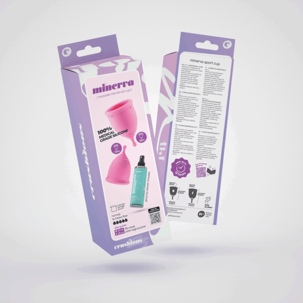 Minerva - Menstruatiecups met Zak en Speelgoedreiniger - S en L - Roze