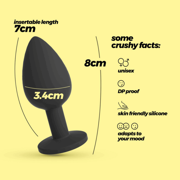 Camileo - Anale Plug met Vier Verwisselbare Edelstenen - Medium - Zwart