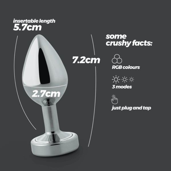 Borealis - Metalen Anale Plug met LED RGB - Klein - Zilver