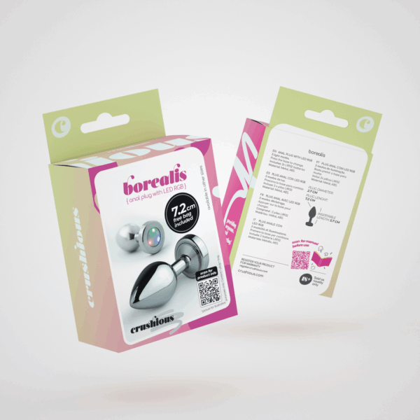 Borealis - Metalen Anale Plug met LED RGB - Klein - Zilver