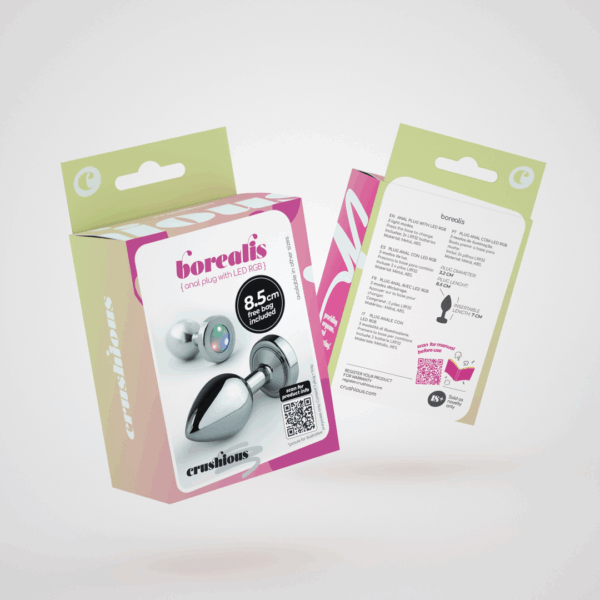Borealis - Metalen Anale Plug met LED RGB - Medium - Zilver