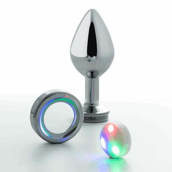 Borealis - Metalen Anale Plug met LED RGB - Medium - Zilver