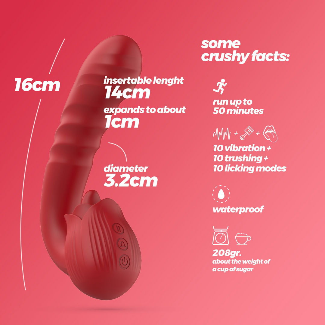 Osiria - Duwende en Likkende Rozen Vibrator - Rood