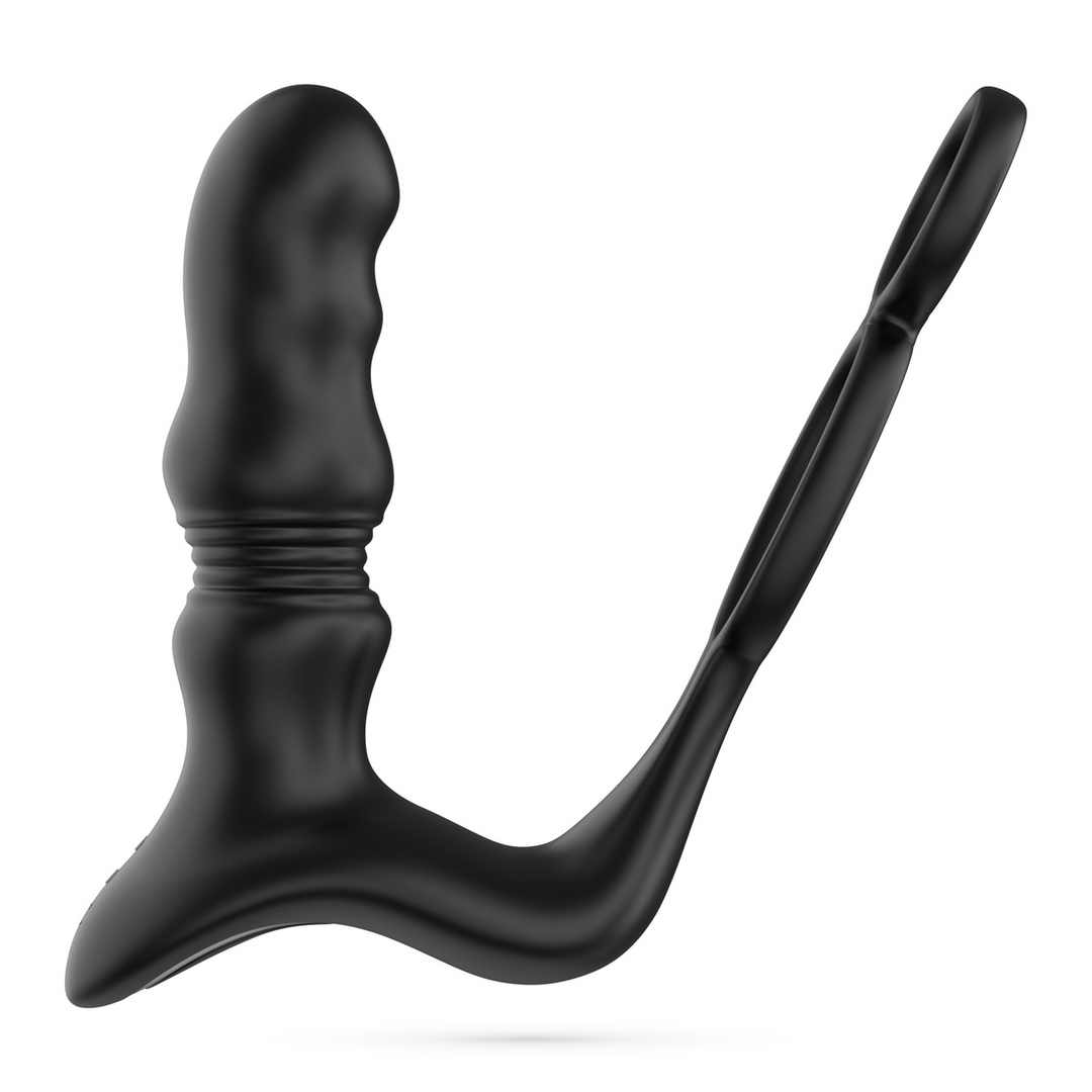 Crixus - Vibrerende Prostaatmassager met Balriem en Cockring - Zwart