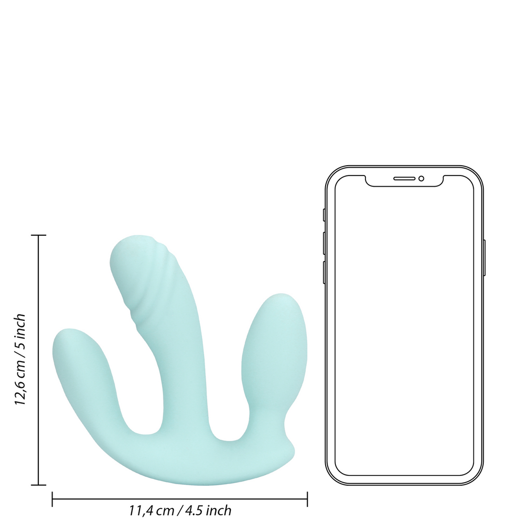 Three-In-One Liquid Silicone Vibrator - Breezy Blue