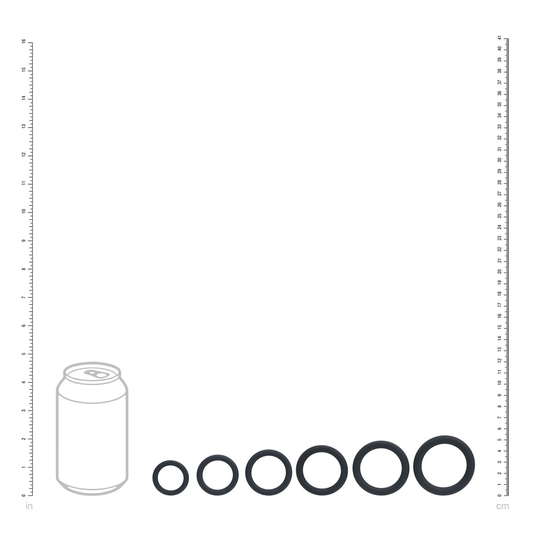 Classic Silicone Cockring Set van 6 - Zwart