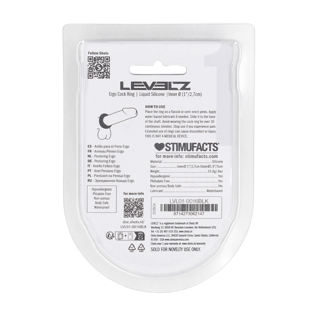 Ergo Liquid Silicone Cockring - Zwart