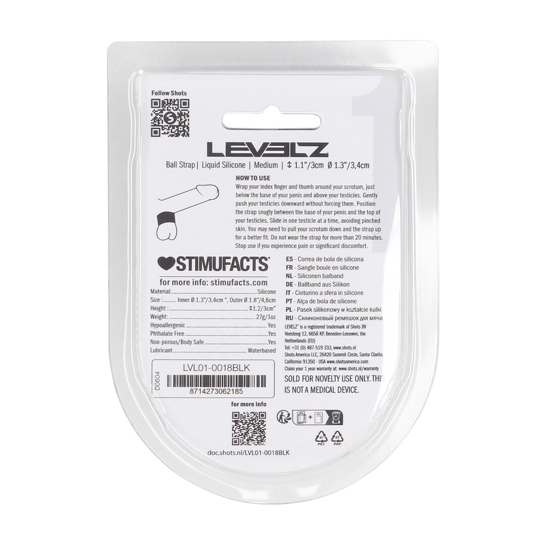 Vloeibare Silicoen Balriem - M - 34mm - Zwart