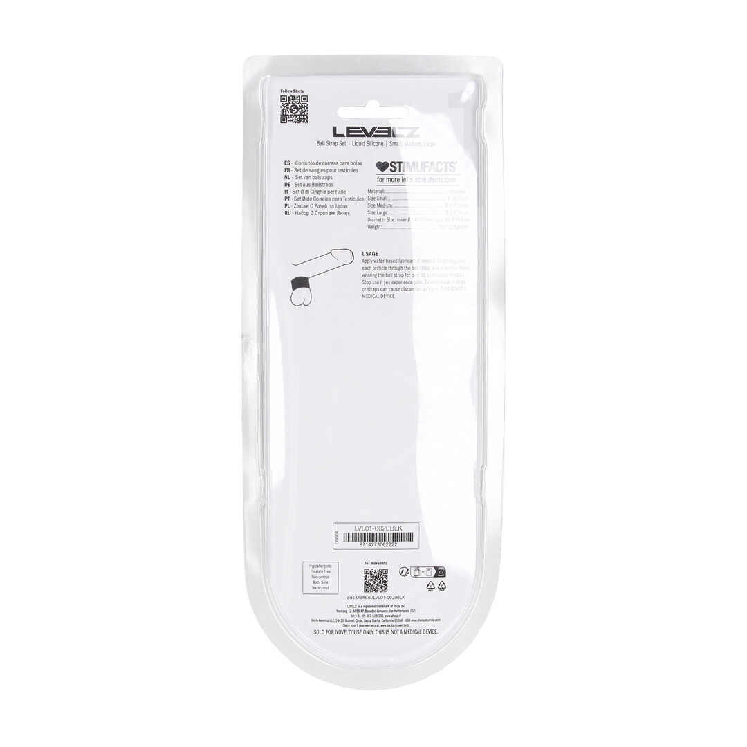 Vloeibare Siliconen Balriem Set van 3 - S/M/L - Zwart