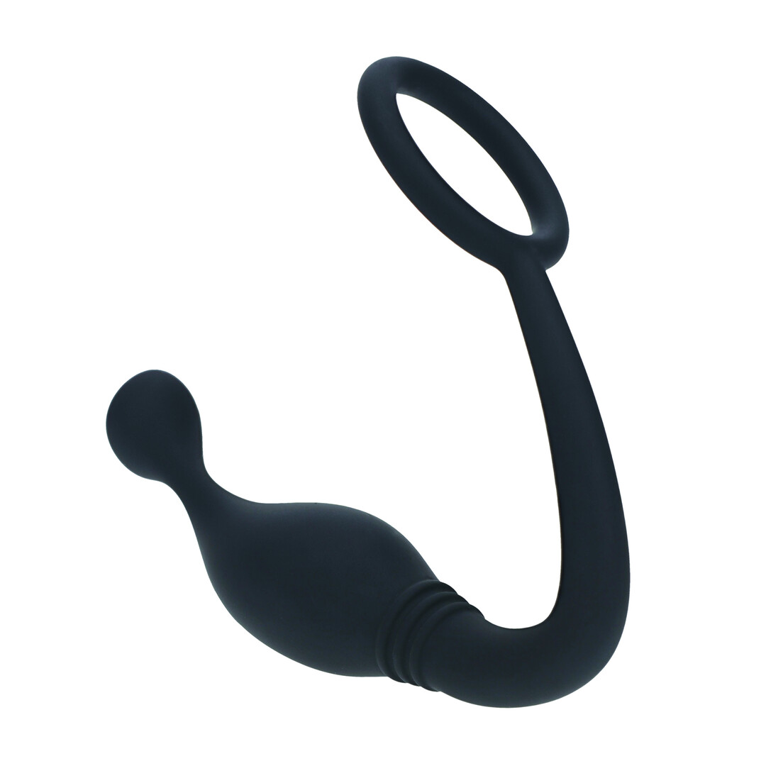 Siliconen Cockring met Prostaatstimulator - S - Zwart
