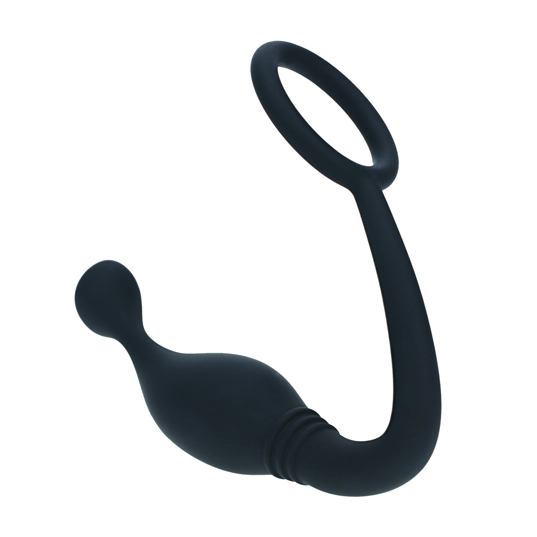 Siliconen Cockring met Prostaatstimulator - M - Zwart