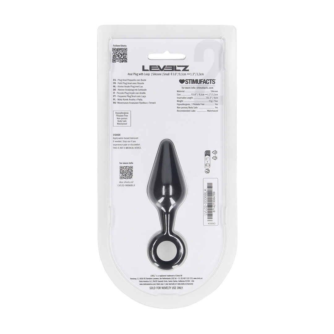 Siliconen Anale Plug met Luss - S - Zwart