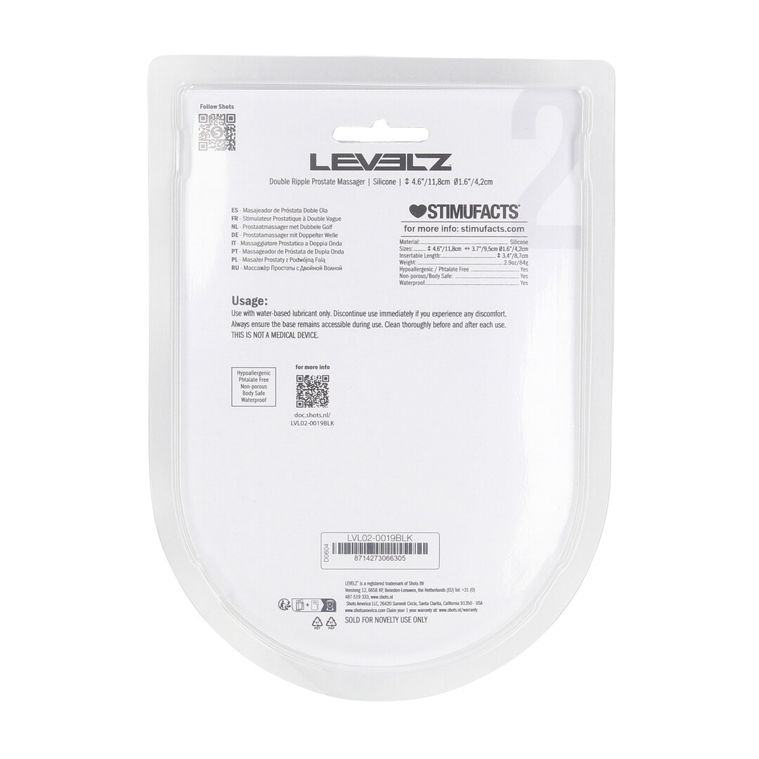 Dubbele Ripple Siliconen Prostaat Massager - Zwart