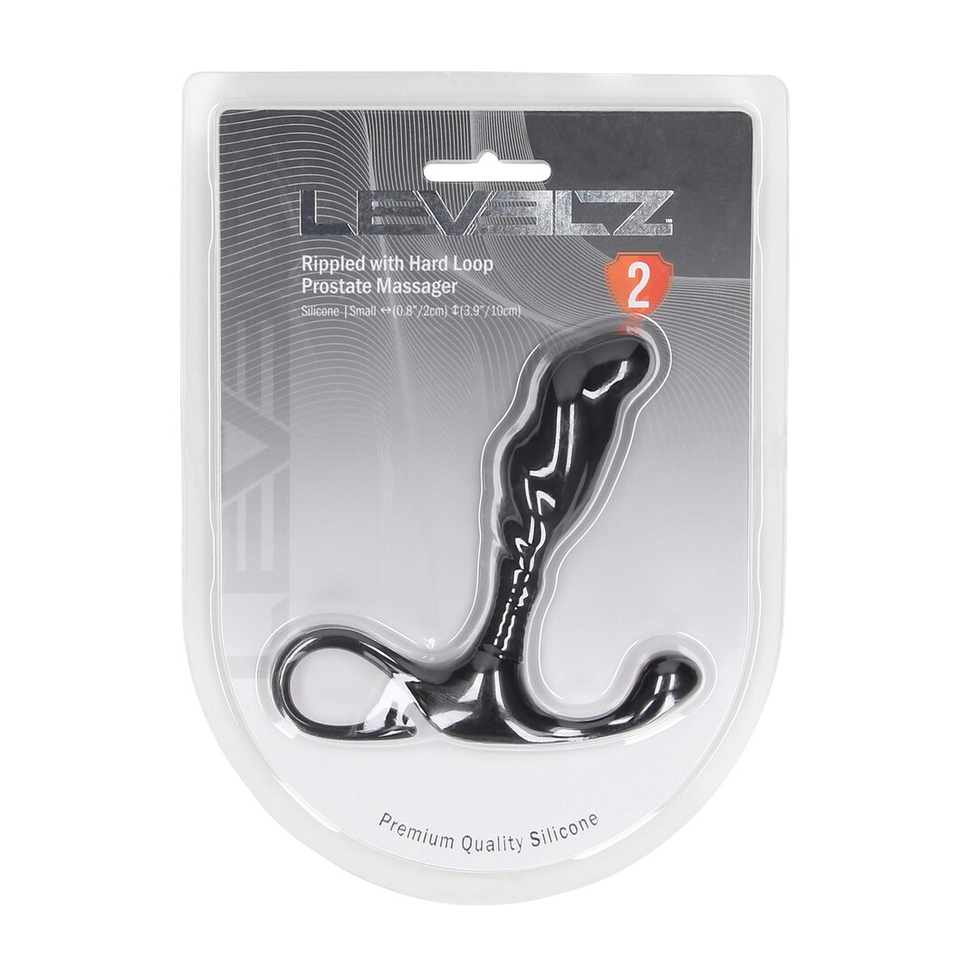 Geribbelde Hard Loop Silicone Prostaat Massager - S - Zwart