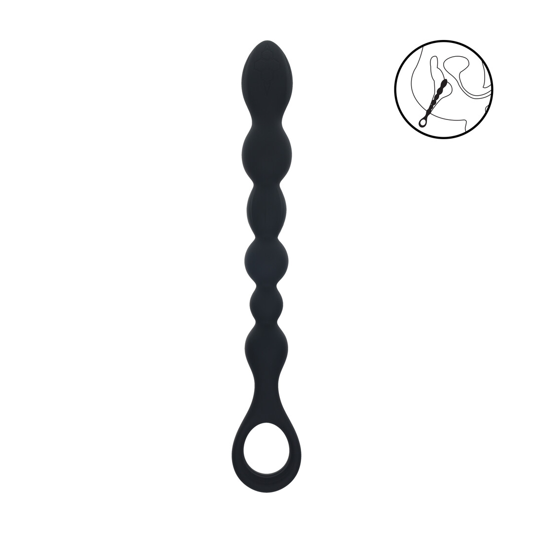 Levelz - Kralen Slang Silicone Anale Probe met Lus - Zwart