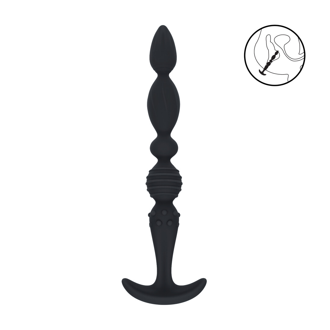 Levelz - Multi Textured Silicone Flared Anale Probe - Zwart