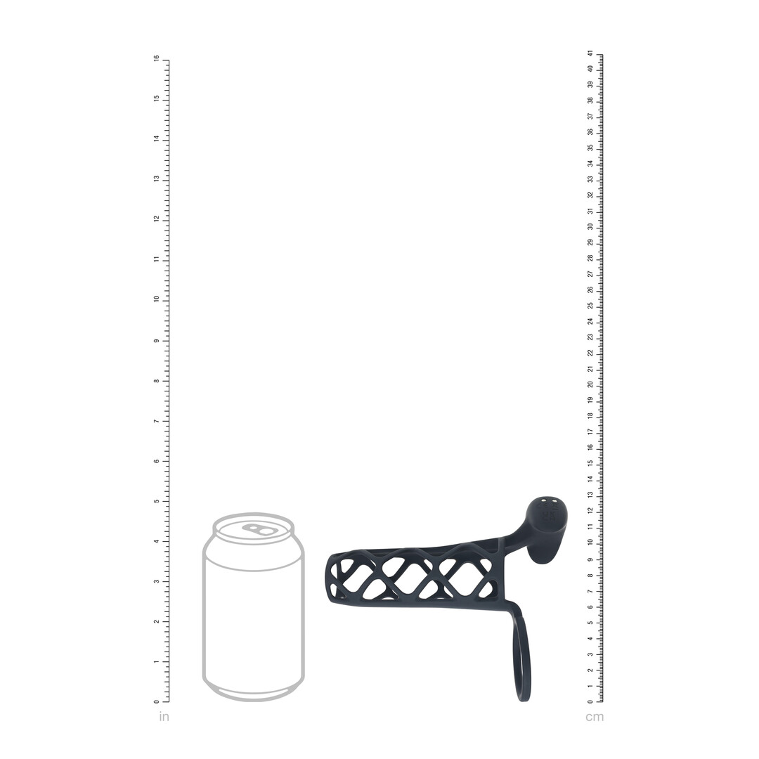 Levelz - Vibrerende Kooi Silicone Penis Huls en Balring - Zwart