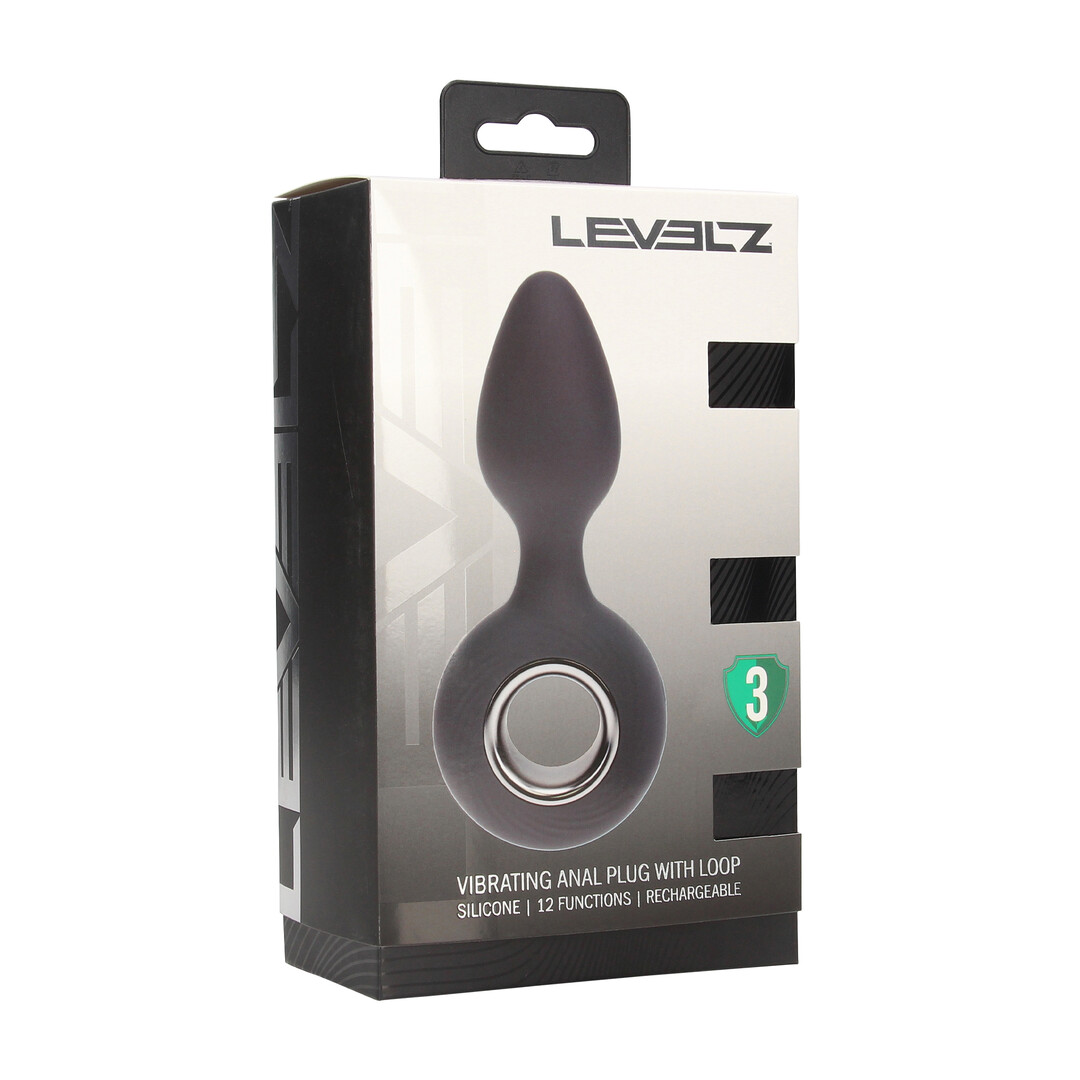 Levelz - Vibrerende Siliconen Anale Plug met Lus - Zwart