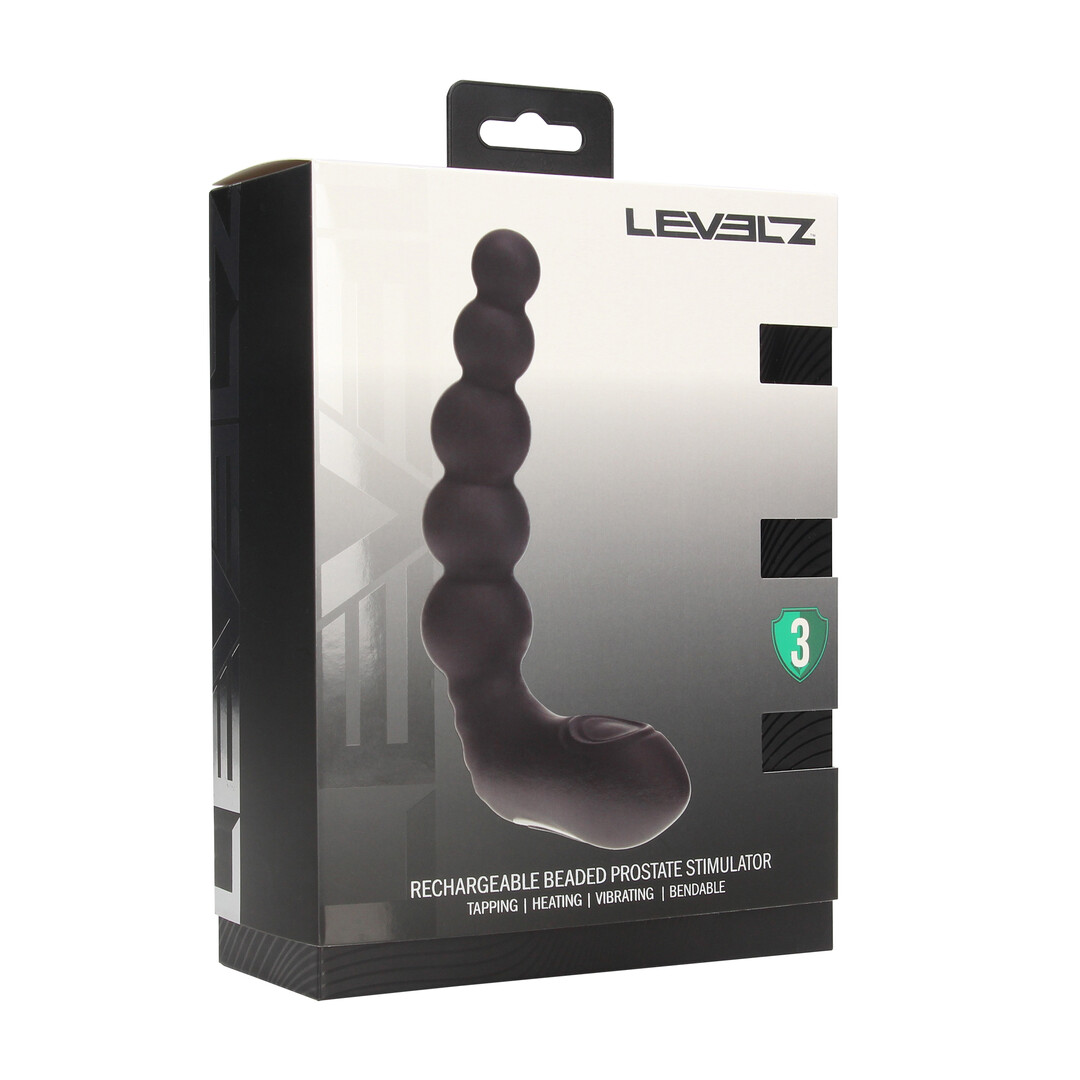 Levelz - Vibrerende Verwarmende Buigbare Tapping Beaded Siliconen Prostaat Stimulator - Zwart