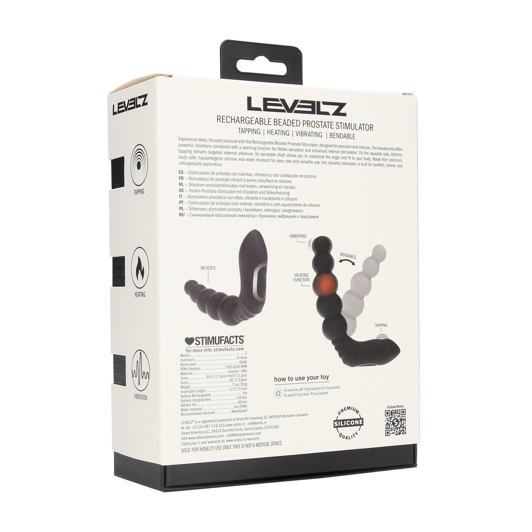Levelz - Vibrerende Verwarmende Buigbare Tapping Beaded Siliconen Prostaat Stimulator - Zwart