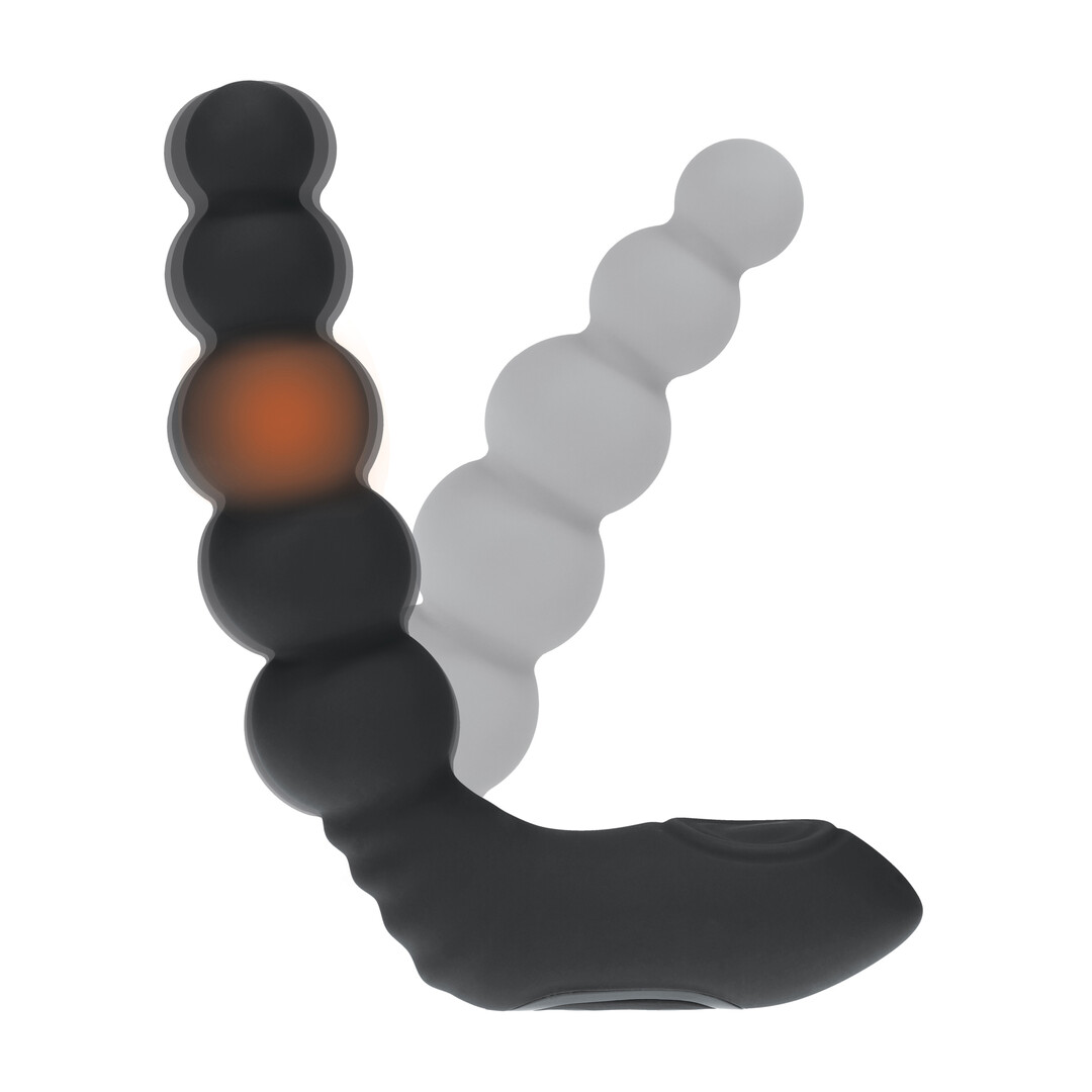 Levelz - Vibrerende Verwarmende Buigbare Tapping Beaded Siliconen Prostaat Stimulator - Zwart