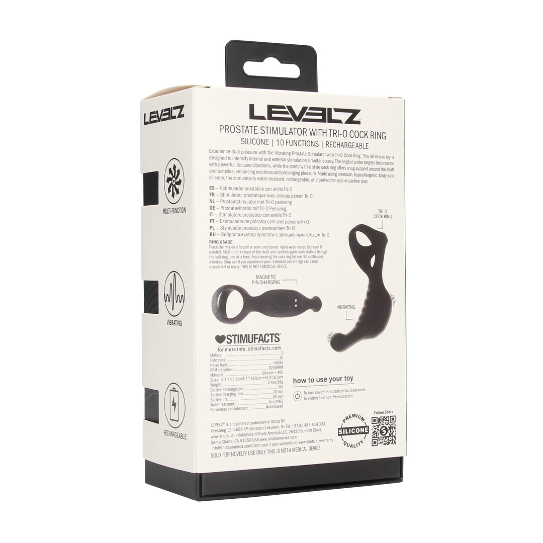 Levelz - Vibrerende Siliconen Prostaat Stimulator met Tri O Cockring - Zwart
