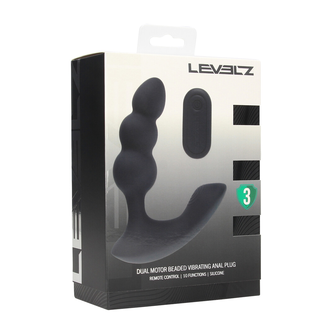 Levelz - Dual Motor Afstandsbediening Geweven Vibrerende Vloeibare Siliconen Prostaat Stimulator - Zwart