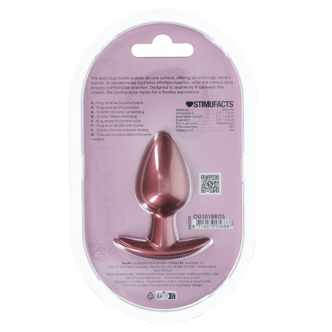 Ouch! - Zachte Siliconen Anale Plug - Medium - 3,1 / 7,9 cm - Ros��
