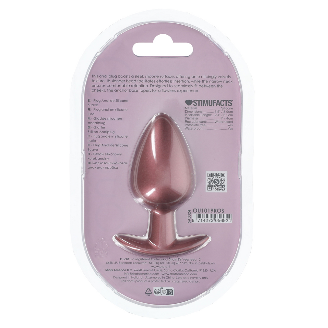 Ouch! - Gladde Siliconen Anale Plug - Groot - 3,5 / 8,9 cm - Ros��