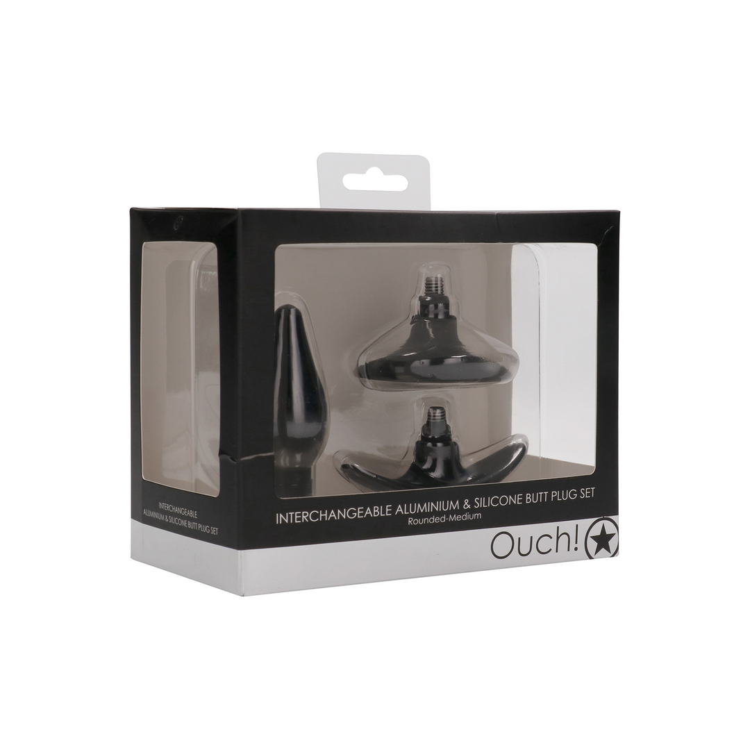 Ouch! - Interchangeable Butt Plug Set - Rounded - Medium