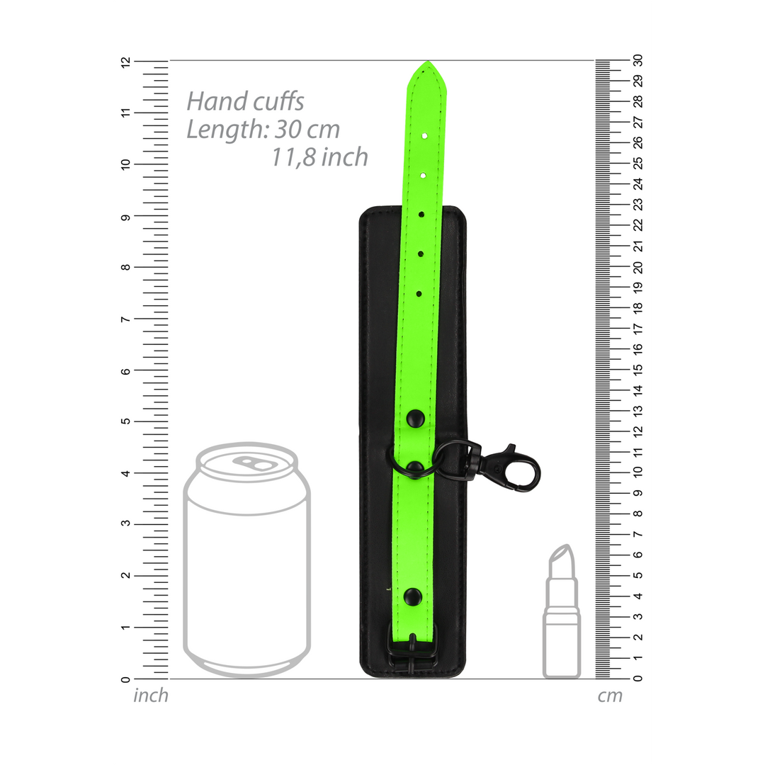 Dijbanden met Riempje en Handboeien - Glow in the Dark - S/M