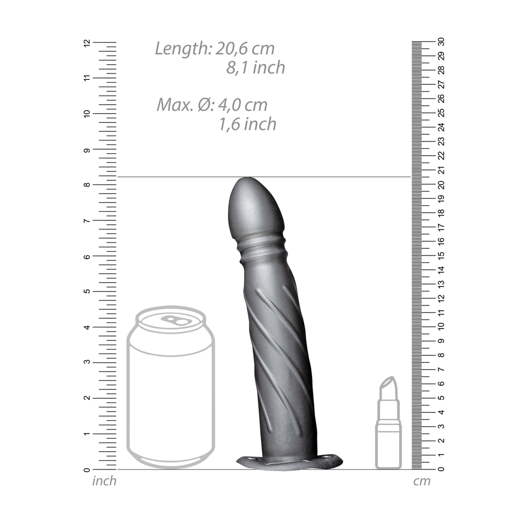 Ouch! - Gedraaide Holle Strap-On - 8 / 20 cm - Gunmetal