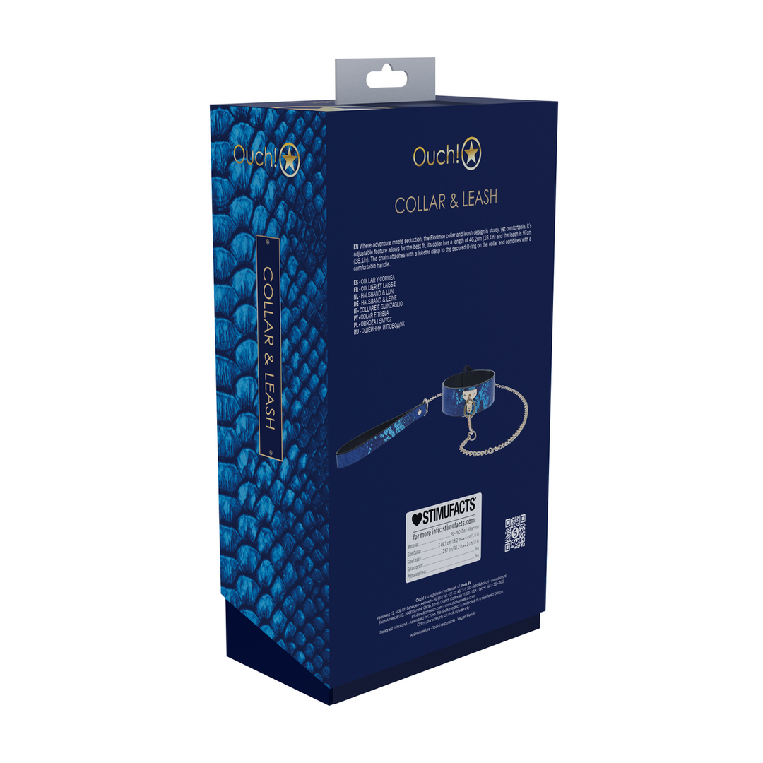 Florence Collectie - Halsband met Leash - Blauw