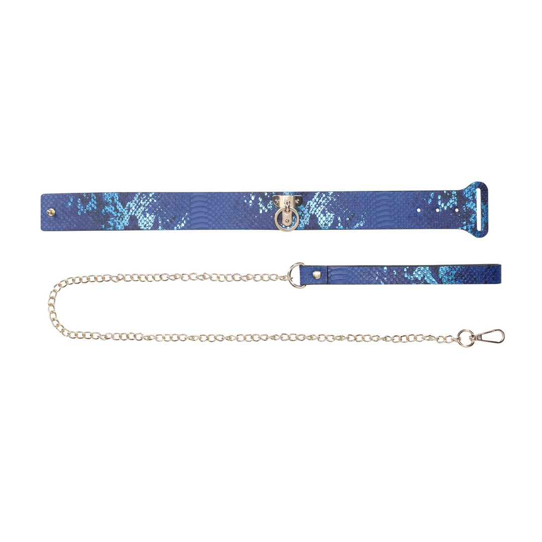 Florence Collectie - Halsband met Leash - Blauw