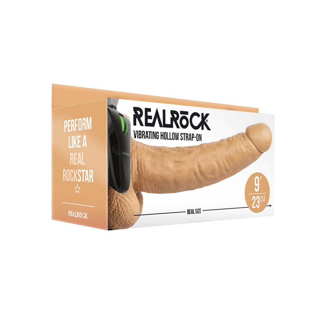 RealRock - Vibrerende Holle Strap-On met Ballen - 9 / 23 cm