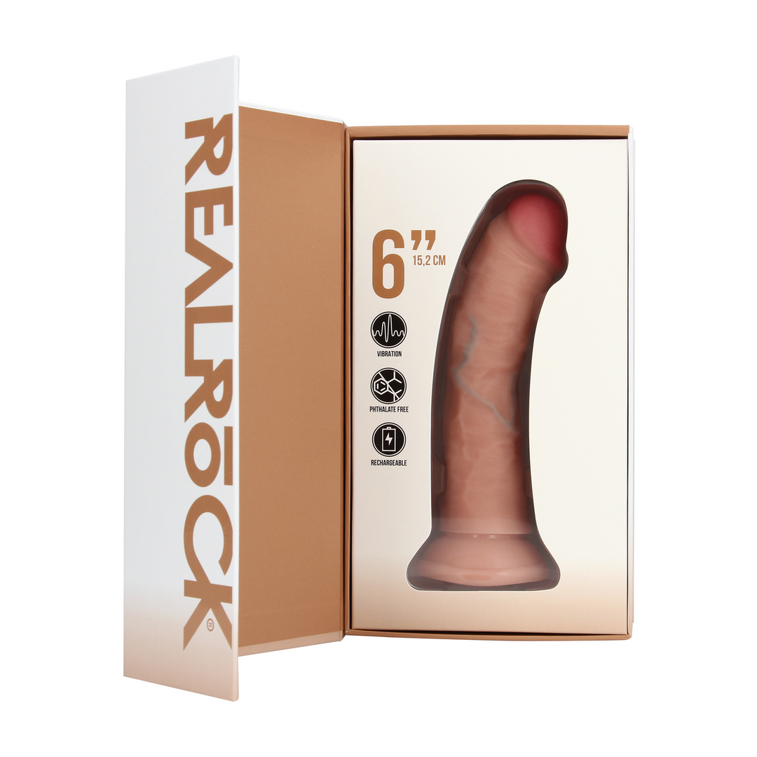 Ultra Realistic Skin - Vibrerende Regelmatige Gebogen Dildo - 6 / 15,5 cm - Vlees