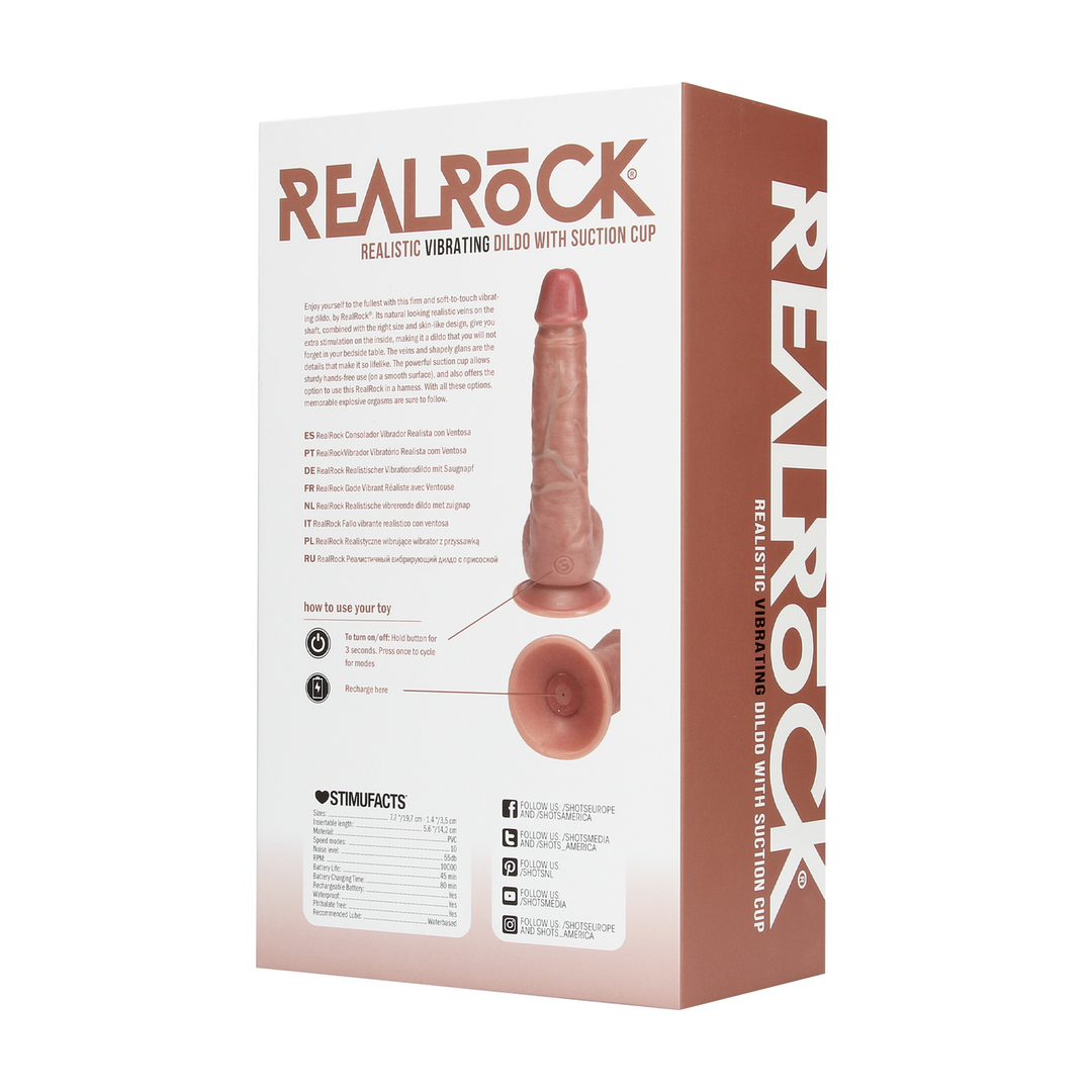 Ultra Realistic Skin - Vibrerende Reguliere Rechte Penis met Ballen - 7 / 18 cm - Tan