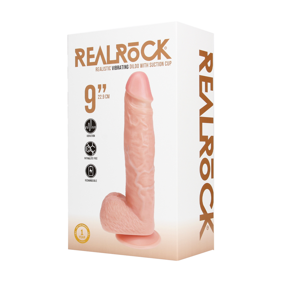Ultra Realistic Skin - Vibrerende Reguliere Rechte Penis met Ballen - 9 / 23 cm - Vlees