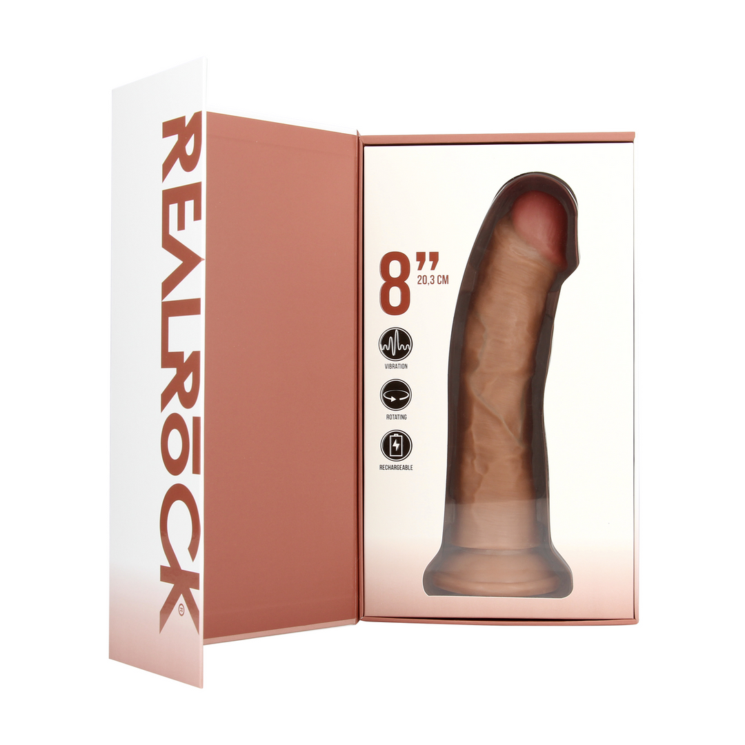 Ultra Realistic Skin - Vibrerende en Rotating Regular Curved Cock - 8 / 20,5 cm - Tan