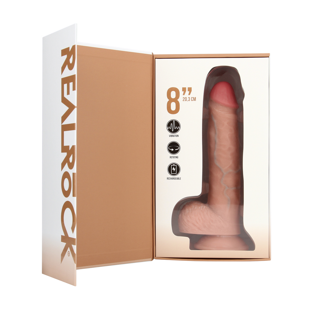 Ultra Realistic Skin - Vibrerende en Draaiende Rechte Cock met Ballen - 8 / 20,5 cm - Vlees
