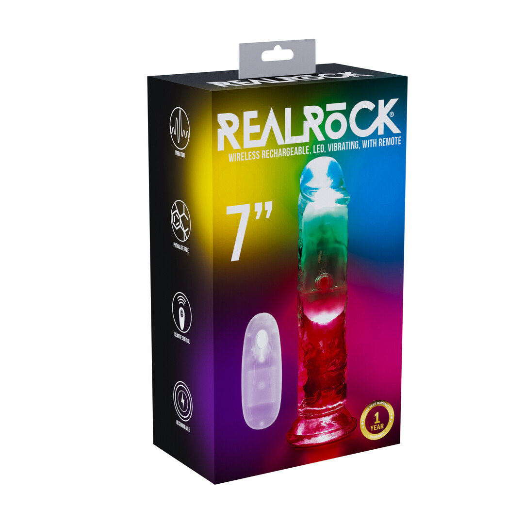 RealRock - LED Vibrerende Rechte Penis - 7 / 18 cm - Transparant