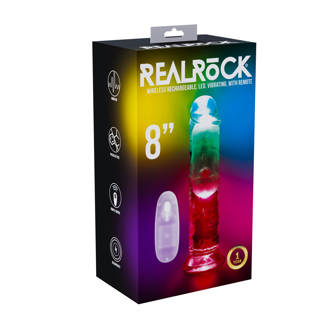RealRock - LED Vibrerende Rechte Penis - 8 / 20 cm - Transparant
