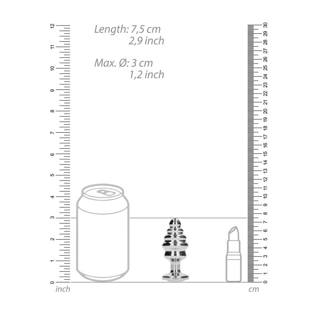 Rich - Ribbed Diamond Plug - 2.8 / 7 cm - Silver