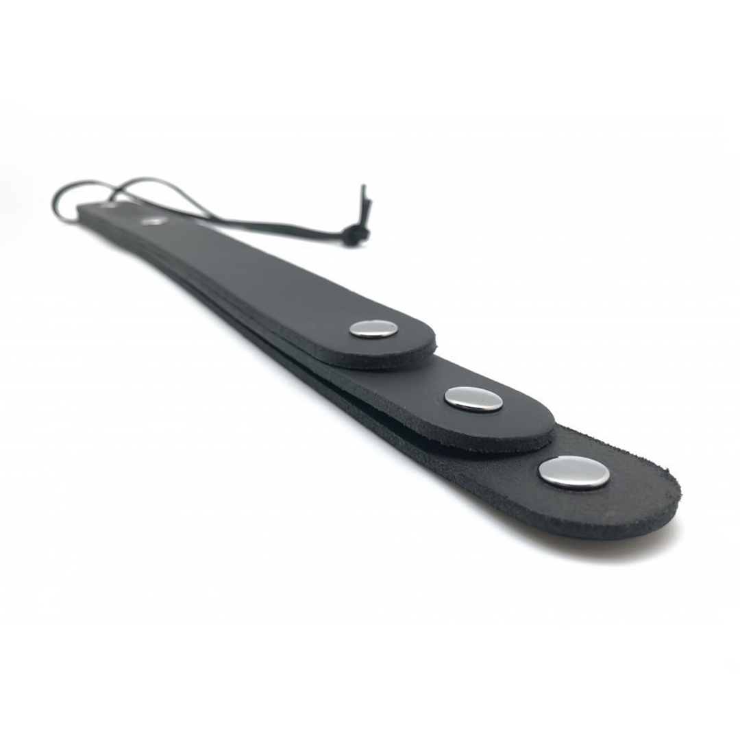 Leren Peddel met 3 Lussen - 39,5 cm - Zwart